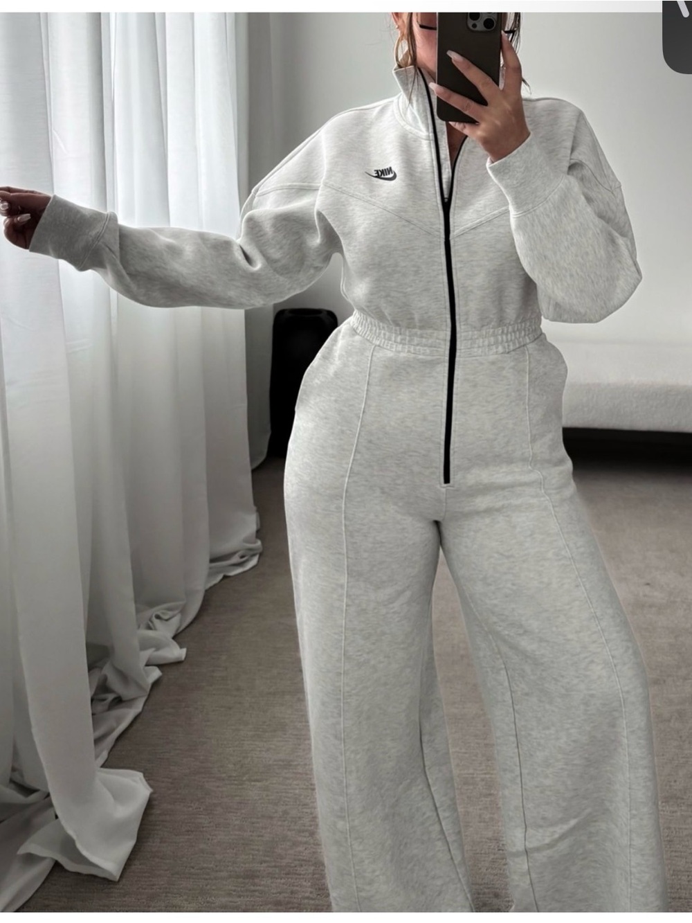 Nike Women's tech heather Gray Zip-Up Jumpsuit